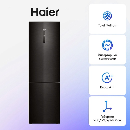Холодильник Haier C4F740CBXGU1 (Объем - 401 л / Высота - 200 см / A++ / Чёрная нерж. сталь / No Frost / Wi-Fi (Evo) / Invertor)