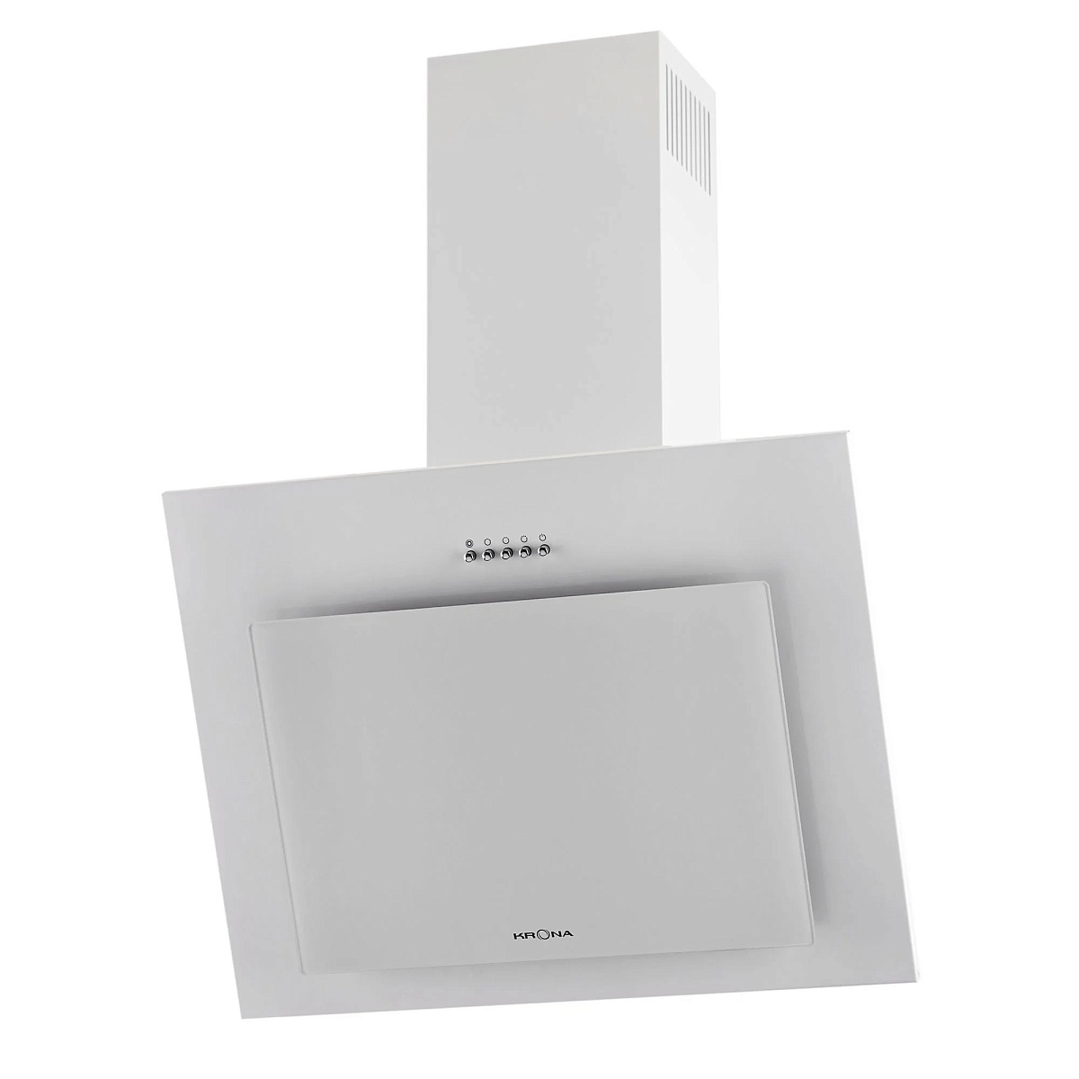 Вытяжка наклонная KRONA FREYA 600 white PB (633 м³/ч / 110 Вт / галогенная лампа 2x28 Вт / ширина - 59.7 см / белый металл/стекло)