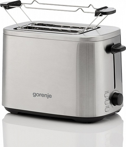Тостер Gorenje T800DS (800 Вт/ тостов - 2/ подогрев, размораживание, решетка для подогрева булочек, поддон для крошек/ нерж. сталь)