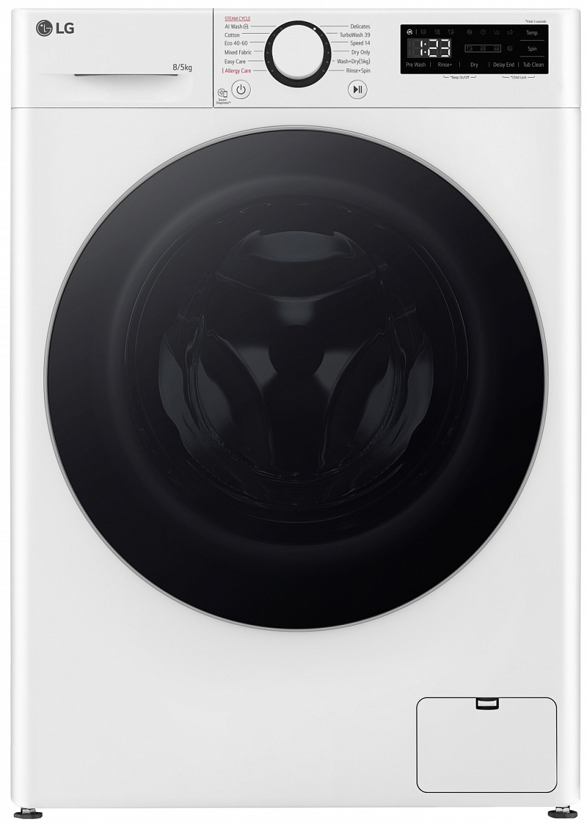 Стирально-сушильная машина LG F2DR508S1W (47.5см / 8кг / 5кг / 1200об / пар / добавление белья / AI DD / TurboWash™360 / Inverter Direct Drive / A+++)