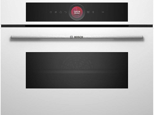 Духовой шкаф с микроволновкой Bosch CMG7241W1 (Serie8 / 45 л / до 230 °C / Белое стекло / Control Ring / Home Connect / SoftClose / A+)