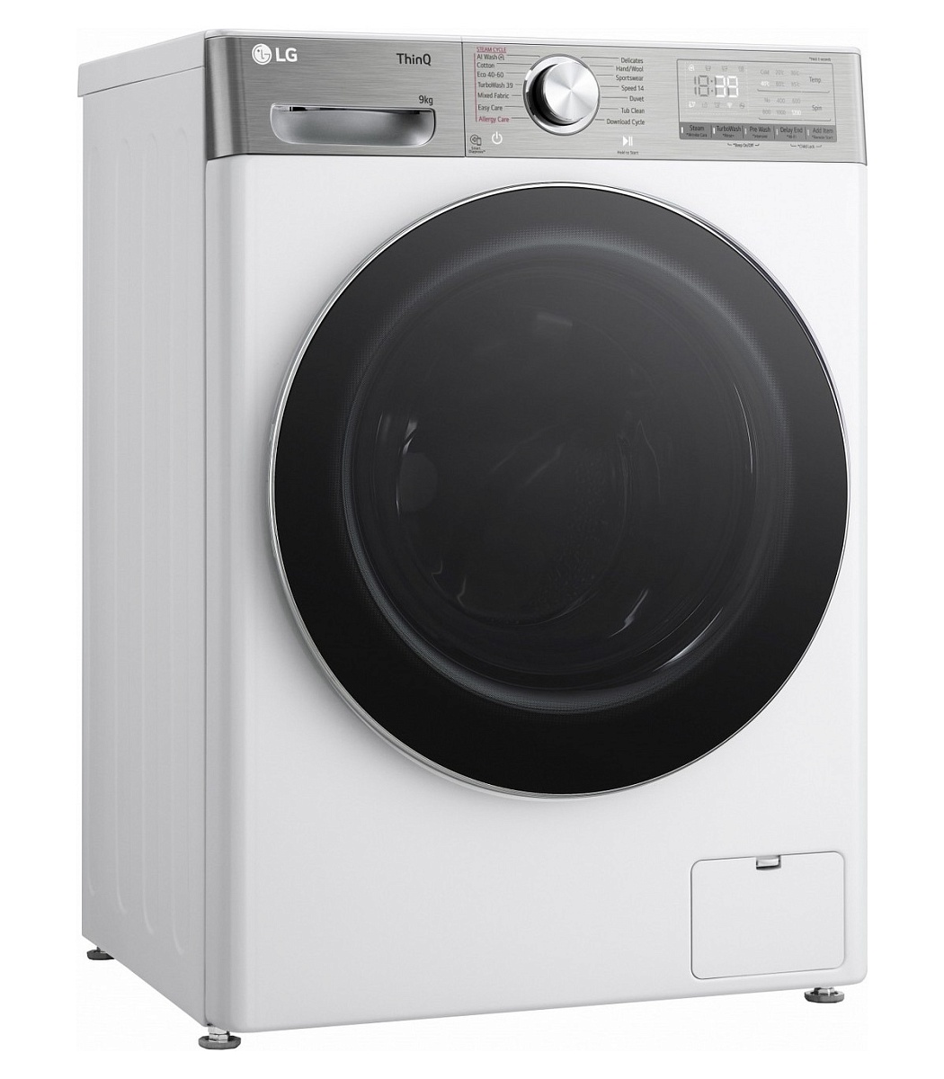 Стиральная машина LG F2WR909P3W (47.5см / 9кг / 1200об / пар / добавление белья / AI DD ™ / TurboWash™ 360˚ / Wi-Fi / Inverter Direct Drive / A+++)
