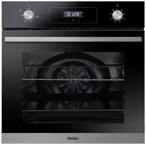 Духовой шкаф Haier HOD-P08TGBX (70 л / Чёрное стекло+нерж.сталь / Гриль / Телескоп.напр.(x1) / AquaClean / A+)-0