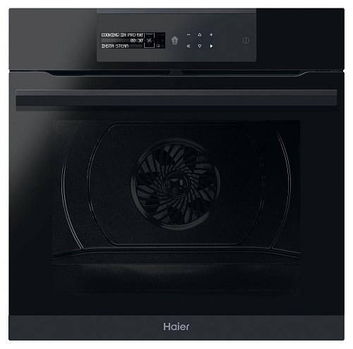 Духовой шкаф Haier HWO60SM6B9BH (I-Message Series 6 / 70 л / Чёрное стекло / Гриль / Телескоп.напр.(x1) / Пиролиз / Wi-Fi + Bluetooth / SoftClose/ A+)