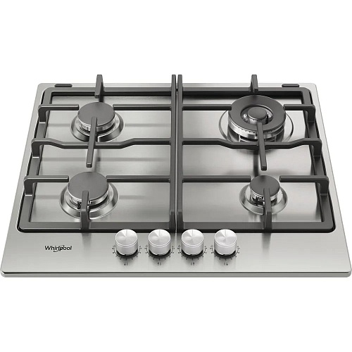 Поверхность газовая Whirlpool TKRL 661 IX (Нерж. сталь / 4 конфорки / Чугунные решетки / Электроподжиг / Газ контроль / WOK)