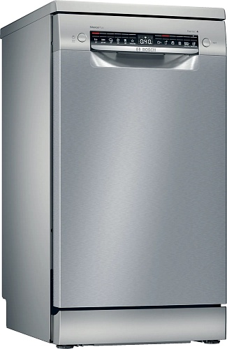 Машина посудомоечная отдельностоящая узкая Bosch SPS4EMI28E (Serie4 / 10 комплектов / Home Connect / AquaStop / Серебряная)