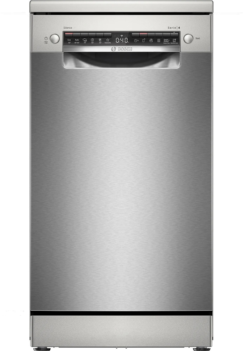 Машина посудомоечная отдельностоящая 45 см Bosch SPS4EMI61E (10 комплектов / 3 полки / Расход воды - 6,7 л / Home Connect / EfficientDry / Серая)