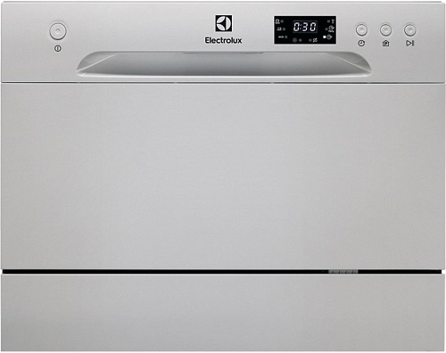 Машина посудомоечная отдельностоящая компактная Electrolux ESF2400OS (6 комплектов / Расход воды - 6,5 л / AquaStop / Серебро)-0
