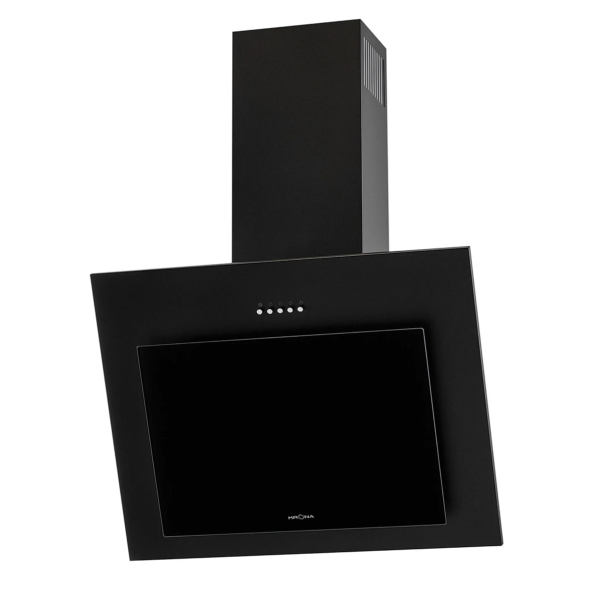 Вытяжка наклонная KRONA FREYA 600 black PB (633 м³/ч / 110 Вт / галогенная лампа 2x28 Вт / ширина - 59.7 см / чёрный металл/стекло)