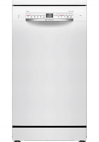 Машина посудомоечная отдельностоящая 45 см Bosch SPS2HKW58E (10 комплектов / 2 полки / Расход воды - 8,9 л / Home Connect / EcoSilence Drive / Белая)