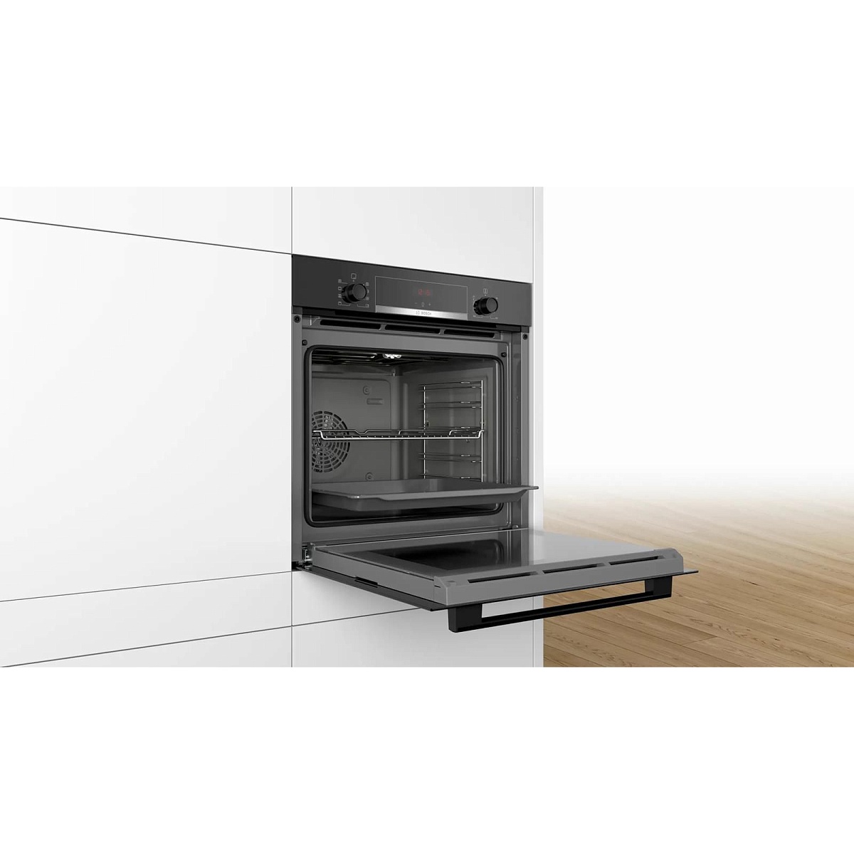 Духовой шкаф Bosch HBA553BA0 (Serie4 / 71 л / до 275 °C / Чёрное стекло / Гриль / EcoClean Direct / A)