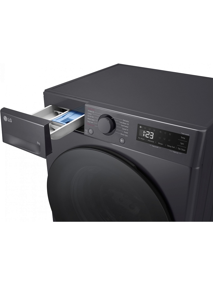 Стиральная машина LG F2WR508S2M (47.5см / 8кг / 1200об / пар / добавление белья / AI DD ™ / Smart Diagnosis / Inverter Direct Drive / A+++ / Чёрная)-7