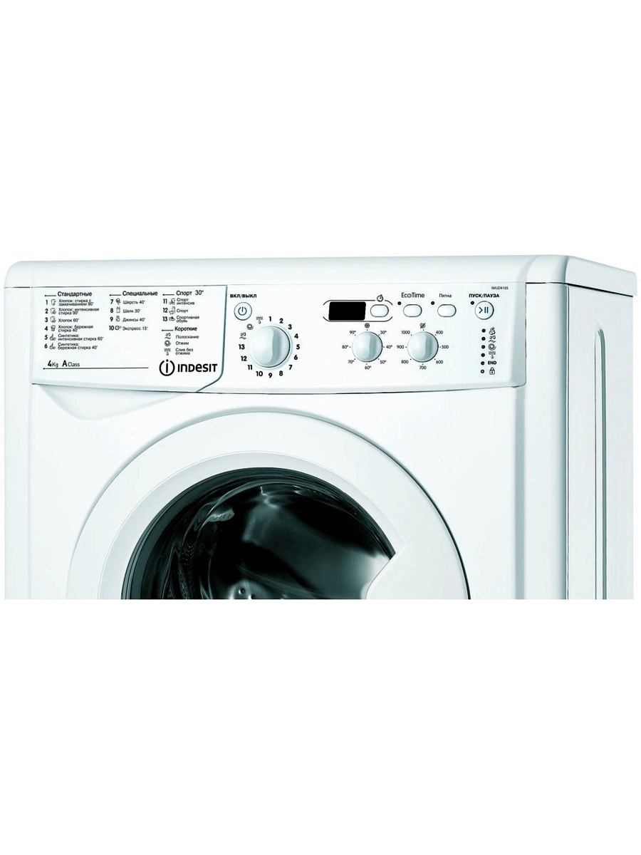 Стиральная машина Indesit IWUD 4105 (CIS) (32,3 см / 4кг / 1000об / Eco Time / дисплей / A)-0