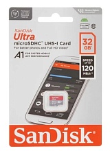 Память micro Secure Digital Card  32Gb class10 SanDisk 120MB/s Ultra  UHS-I  [SDSQUA4-032G-GN6MN]