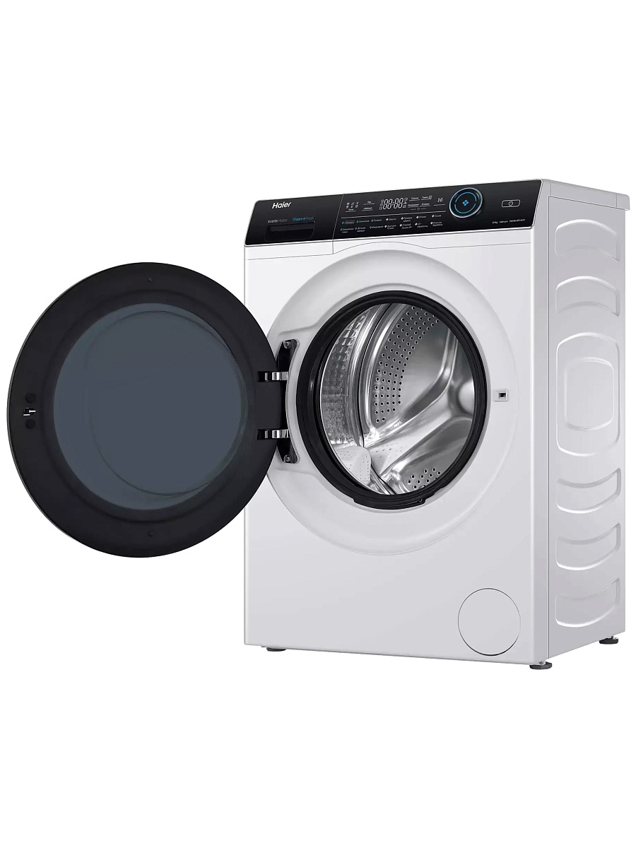 Стирально-сушильная машина Haier HWD80-BP14979 (53,5см / 8/5кг / 1400об / пар / Инверторный Двигатель / Серебро)