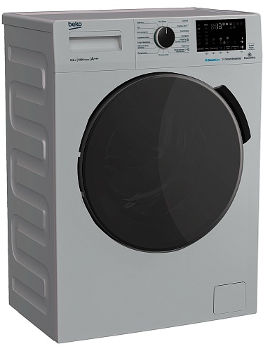 Стиральная машина Beko WSPE6H616S (44см / 6,5кг / 1200об / пар SteamCure™ / HomeWhiz®(Bluetooth) / Инверторный мотор ProSmart™ / Серебристый / A+++)-1