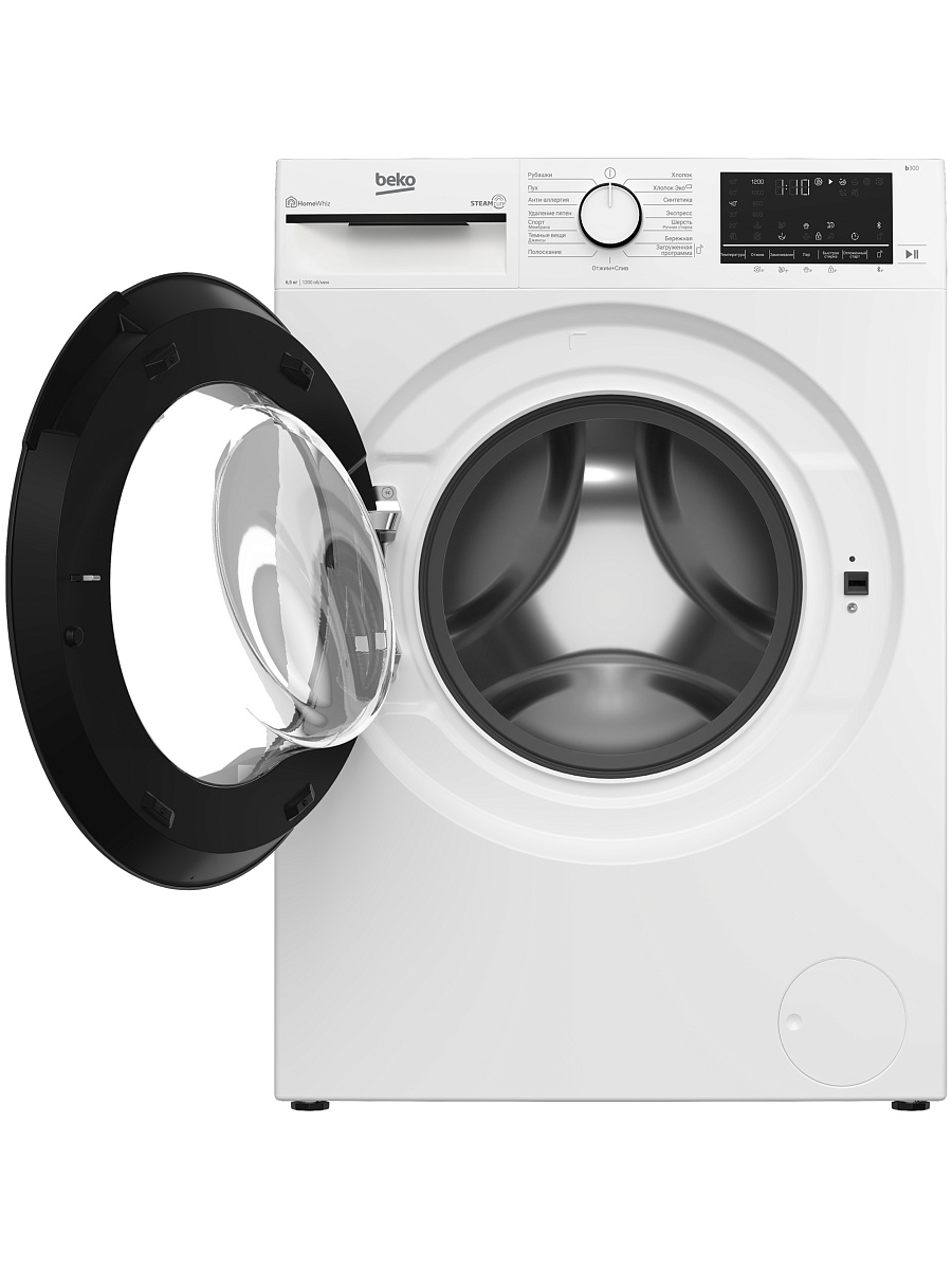 Стиральная машина Beko B3WFR572W (49,6см / 7кг / 1200об / пар SteamCure™ / HomeWhiz®(Bluetooth) / Инверторный мотор ProSmart™ / A)-1
