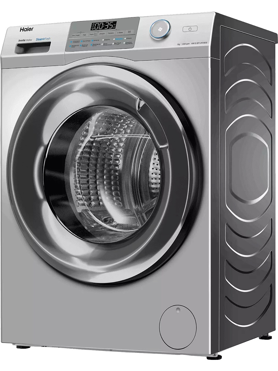 Стиральная машина Haier HW70-BP12959BSE (45,4 см / 7кг / 1200об / пар / Smart Dual Spray / Wi-Fi / Invertor / A+++ / Серебро)-1