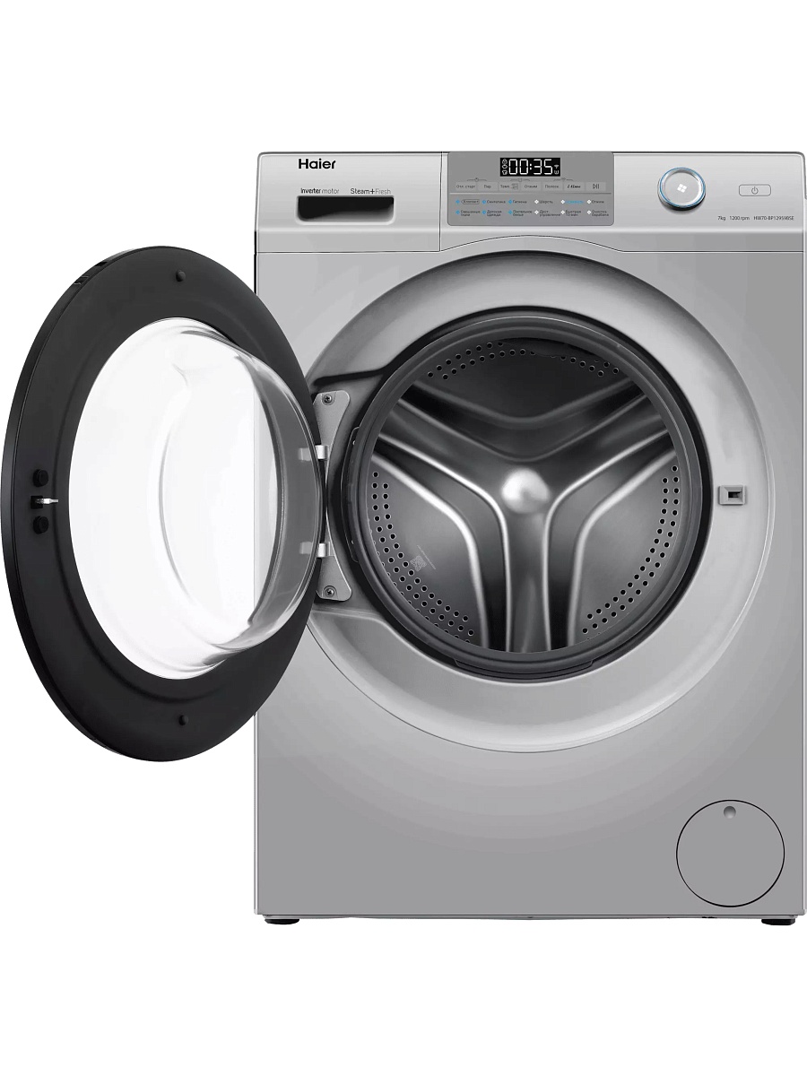 Стиральная машина Haier HW70-BP12959BSE (45,4 см / 7кг / 1200об / пар / Smart Dual Spray / Wi-Fi / Invertor / A+++ / Серебро)-2