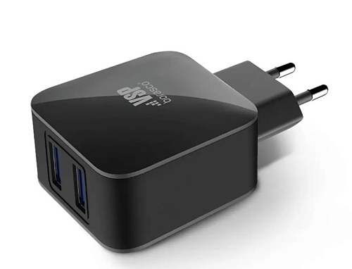 Сетевое зарядное устройство Borasco 2USB, 2,1A , черный-0
