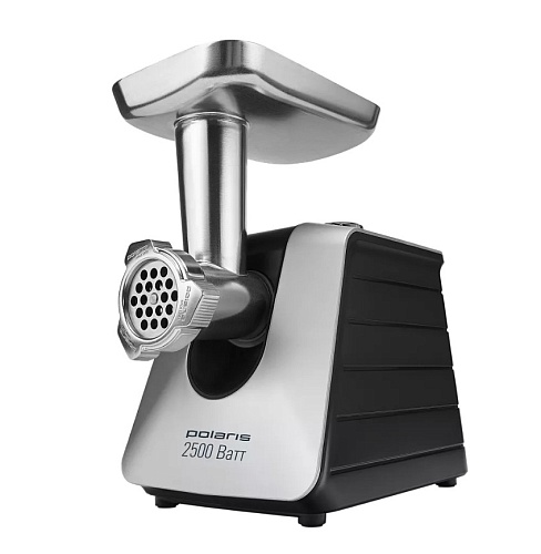 Мясорубка Polaris PMG 2546 (2500 Вт / 2.7 кг/мин / корпус - пластик / лоток - металл / реверс / 7 насадок / чёрный)-0