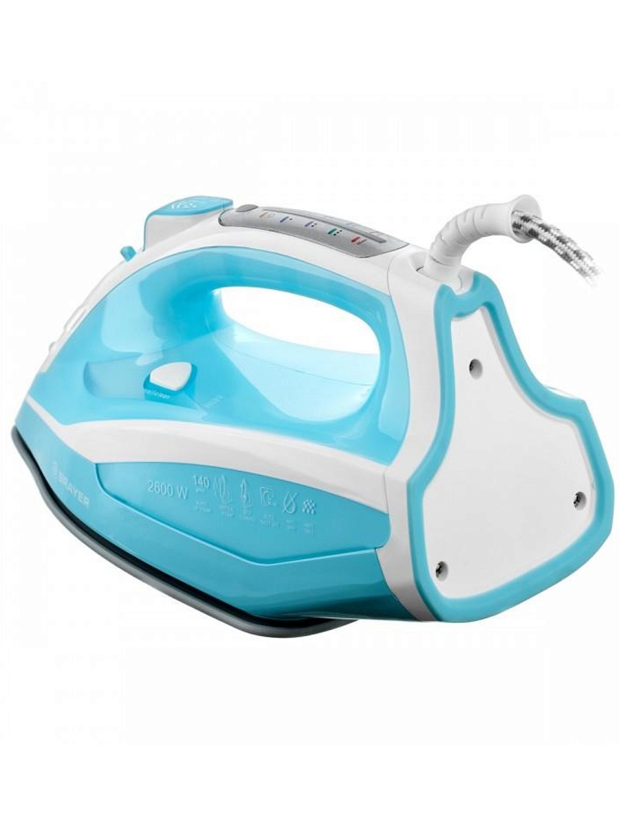 Утюг Brayer BR4000 белый/голубой (2600 Вт/ подошва - керамика / паровой удар - 140 г/мин/ 1,9 м/ автоотключение)