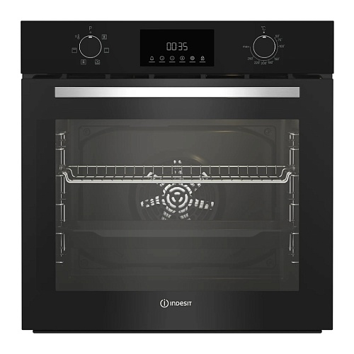 Духовой шкаф Indesit IFE 3644 J BL (72 л / до 250 °C / Чёрный / Паровая очистка / Гриль / Съемные направляющие / А)-0