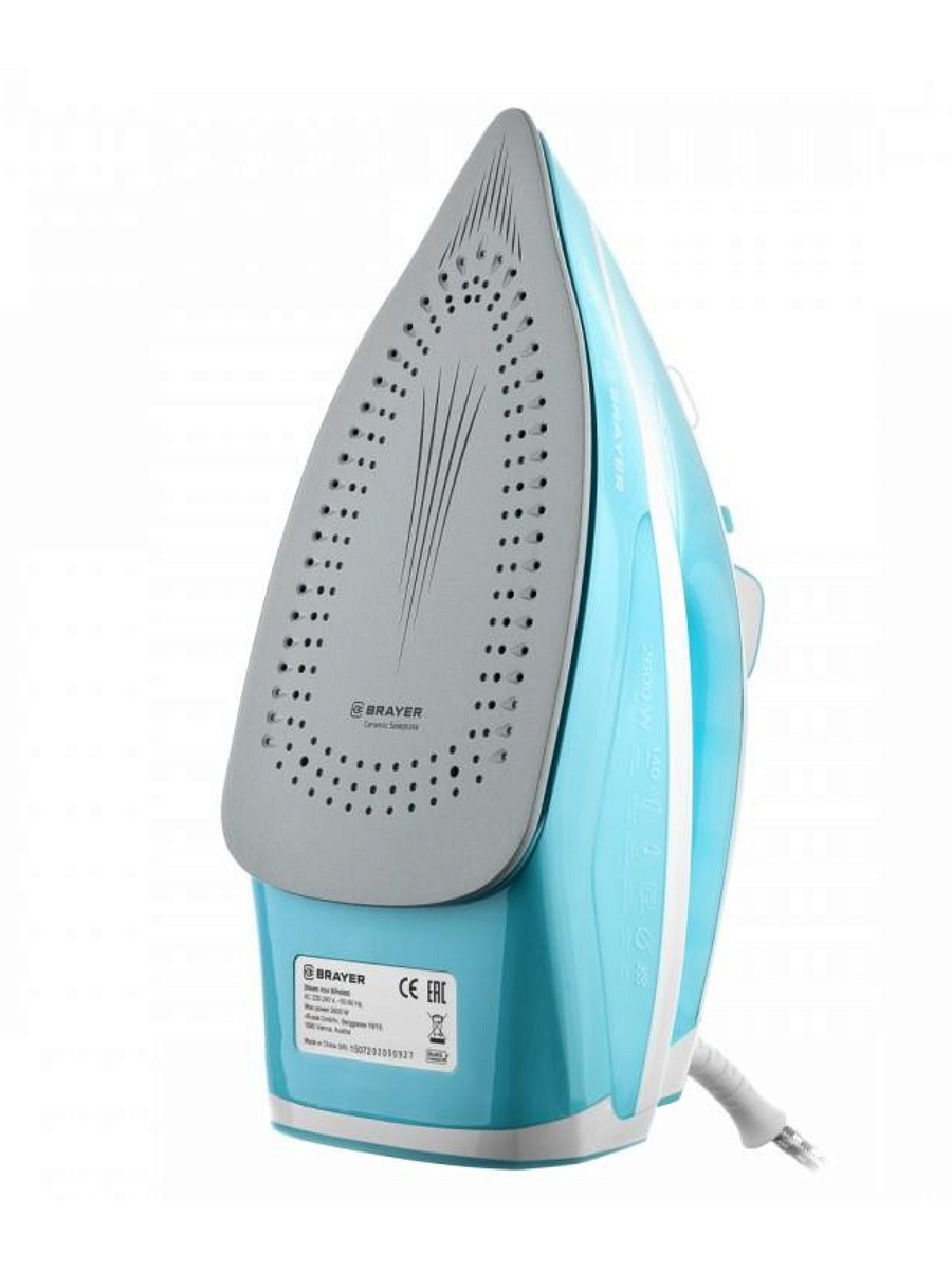 Утюг Brayer BR4000 белый/голубой (2600 Вт/ подошва - керамика / паровой удар - 140 г/мин/ 1,9 м/ автоотключение)