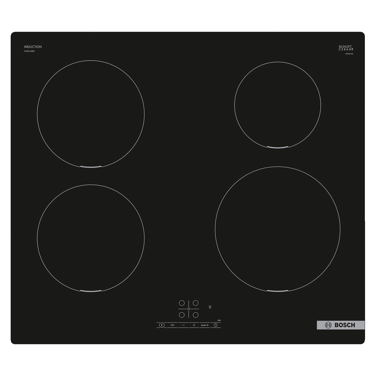 Поверхность индукционная Bosch PUE611BB5D (Serie4 / черный / стеклокерамика / TouchSelect / QuickStart / PowerBoost)