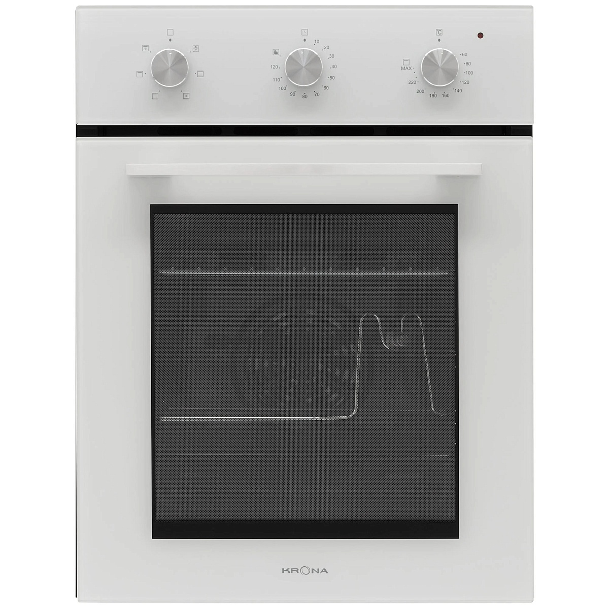 Духовой шкаф KRONA CORRENTE 45 WH (Узкий, 45 см / 47,5 л / до 260 °C / Белое стекло / Съемные направляющие / Вертел / Гриль / А)-0