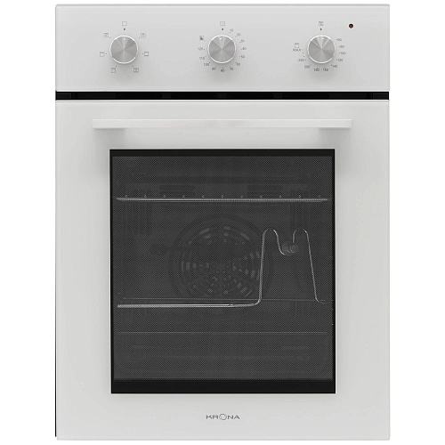 Духовой шкаф KRONA CORRENTE 45 WH (Узкий, 45 см / 47,5 л / до 260 °C / Белое стекло / Съемные направляющие / Вертел / Гриль / А)-0