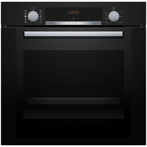 Духовой шкаф с добавлением пара Bosch HRA334EB0 (Serie 4 / 71 л / до 275 °C / Чёрное стекло / Гриль / Телескоп. напр. (x1) / EcoClean Direct / A)-1
