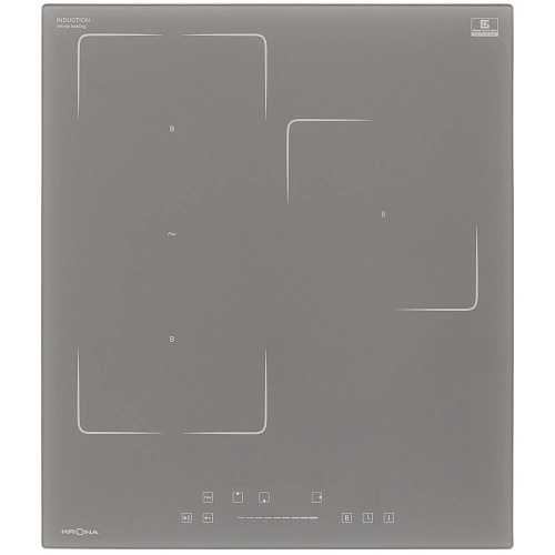 Поверхность индукционная KRONA MYSTERIUM max ih 45 GR (Узкая, 45 см / Графит / 3 конфорки /1,5 кВт /2,2 кВт /3 кВт /стеклокерамика/ STOP&GO / 6,2 кВт)