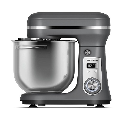Миксер планетарный Редмонд FM605 (1000 Вт / 6 л / скоростей 6 / корпус пластик / насадок 3 / дисплей / серый)-0