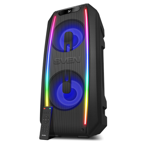 Беспроводная портативная колонка SVEN PS-740 / 100W / microSD / USB / FM / Bluetooth /  Батарея 4400mAh / RGB подсветка / караоке / Чёрный