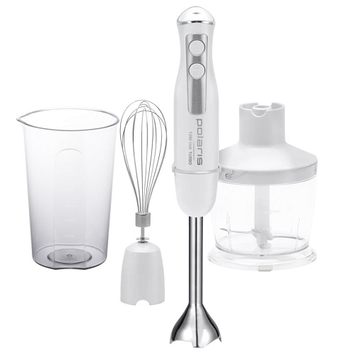 Блендер Polaris PHB 1397 (1350 Вт / скоростей 2 / турборежим / венчик, измельчитель, стакан / белый)-0