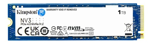 SSD M.2 накопитель 1 ТБ Kingston NV3 NVMe PCI-E 4.0 x4, TLC, R6000/W4000 МБ/с, 2280, 320 TBW (SNV3S/1000G)