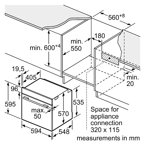 Духовой шкаф Bosch HBG539EB0 (Serie6 / 71 л / до 275 °C / чёрное стекло / Гриль / Телескоп. напр. (x1) / EcoClean Direct задняя стенка / SoftClose /A)-4