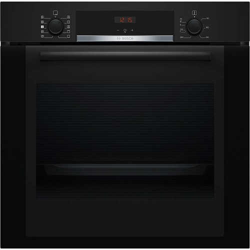 Духовой шкаф с добавлением пара Bosch HRA3340B0 (Serie 4 / 71 л / до 275 °C / Черное стекло / Гриль / Телескоп. напр. (x1) / A)-1