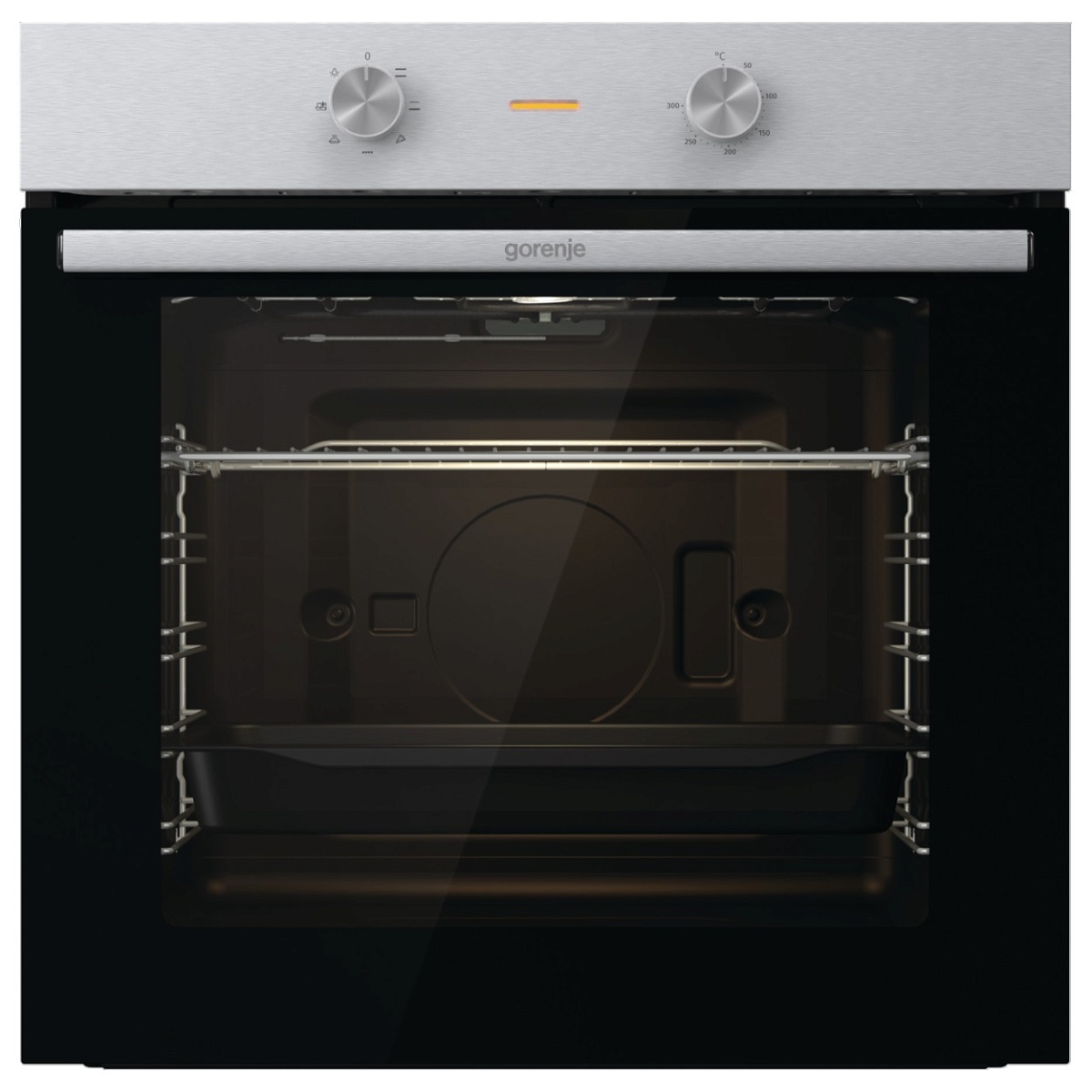 Духовой шкаф Gorenje BO6712E02XK (Essential / 84 л / до 300 °C / Нерж. + чёрное стекло / AquaClean / съемные направляющие / А)-1