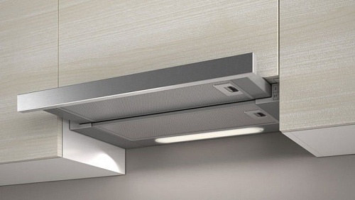 Вытяжка телескопическая JETAIR AURORA LX/GRX/F/50 (650 м³/ч / 150 Вт / LED освещение 2x3 Вт / ширина - 49.8 см / нерж. сталь)-0