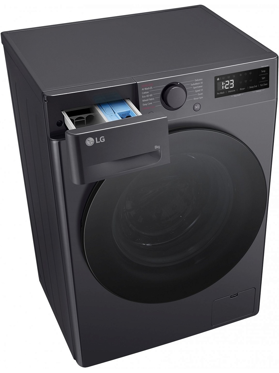Стиральная машина LG F2WR508S2M (47.5см / 8кг / 1200об / пар / добавление белья / AI DD ™ / Smart Diagnosis / Inverter Direct Drive / A+++ / Чёрная)-10