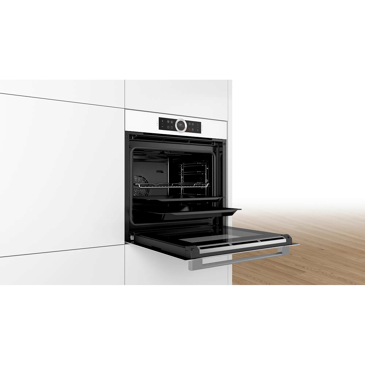 Духовой шкаф Bosch HBG634BW1 (Serie8 / белый / EcoClean Direct / TFT-дисплей / SoftMove / 4D-HotAir)