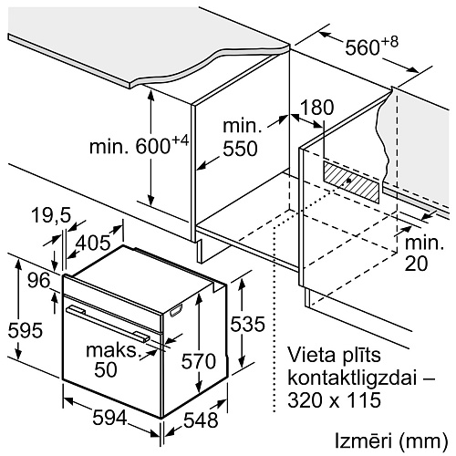 Духовой шкаф Bosch HBA530BS0S (Serie2 / 71 л / до 275 °C / Нерж. / Гриль / съемные направляющие / A)-4