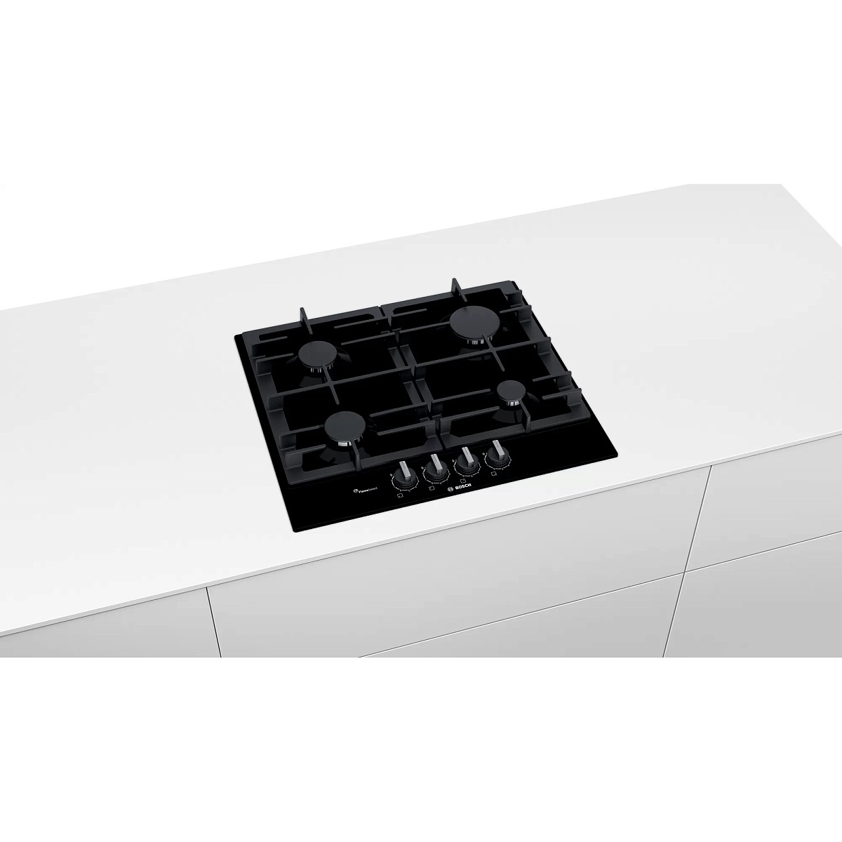Поверхность газовая Bosch PPP6A6B90 (Serie6 / чёрный / закаленное стекло / чугун / FlameSelect)