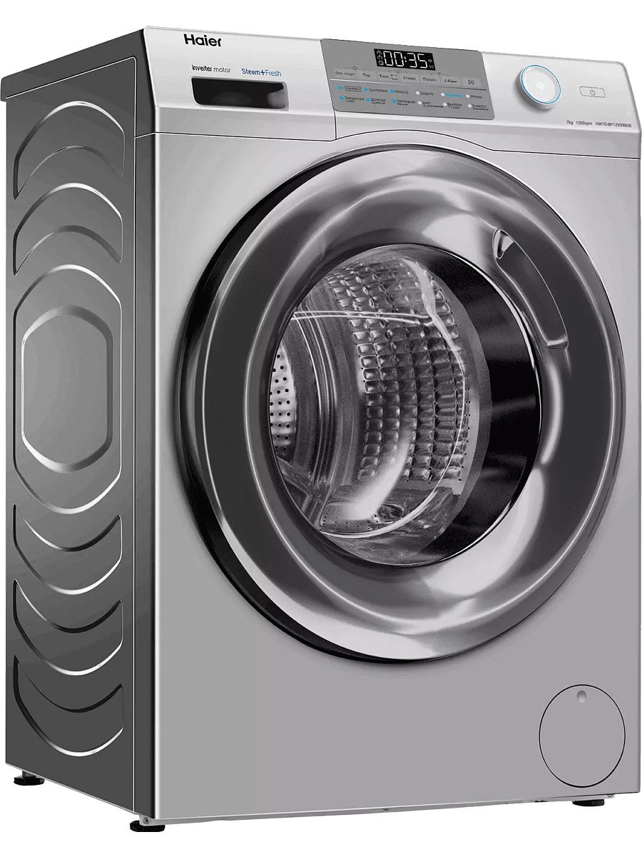 Стиральная машина Haier HW70-BP12959BSE (45,4 см / 7кг / 1200об / пар / Smart Dual Spray / Wi-Fi / Invertor / A+++ / Серебро)-0