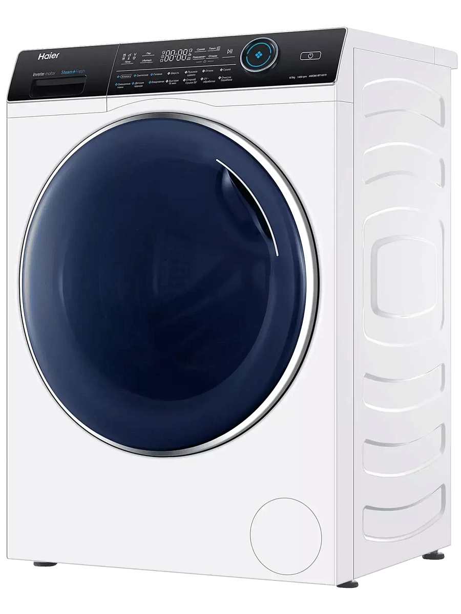 Стирально-сушильная машина Haier HWD80-BP14979 (53,5см / 8/5кг / 1400об / пар / Инверторный Двигатель / Серебро)