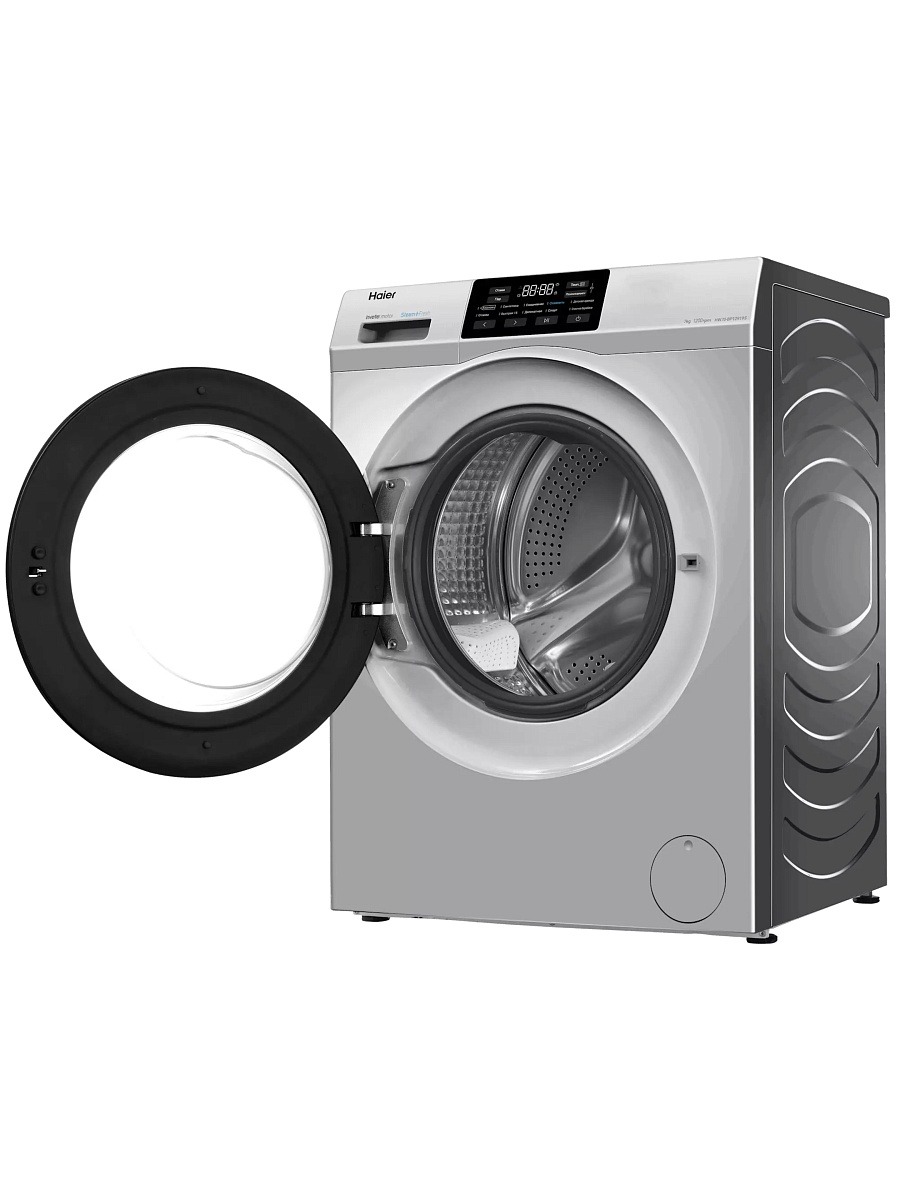 Стиральная машина Haier HW70-BP12919S (46 см / 7кг / 1200об / пар / Smart Dual Spray / Invertor / A+++ / Серебро)-1