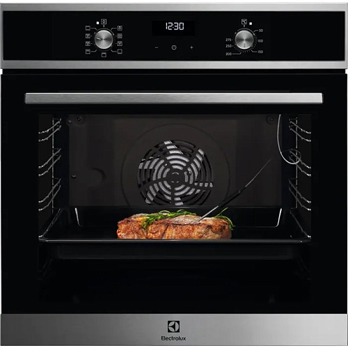 Духовой шкаф Electrolux EOE5C71X (SenseCook 700 / 72 л / до 275°C / Чёрный + нерж. сталь / Каталитич. / телескоп. напр. (x1) / термозонд / SoftClose)-0