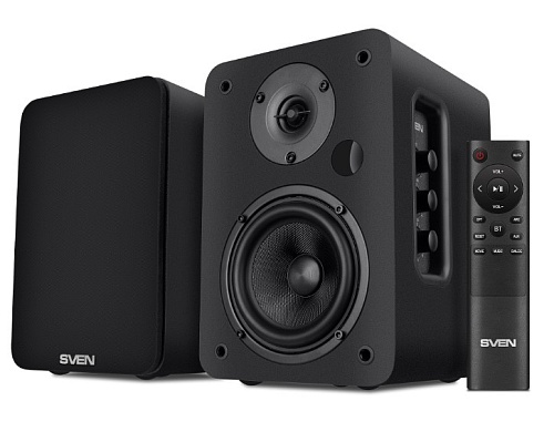 Колонки 2.0 SVEN SPS-830 / 60W / Питание - 220В / Аудиовыход на наушники / Bluetooth / Optical-in / HDMI / Чёрный / корпус - дерево (MDF)